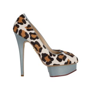Charlotte Olympia Polly Leopard Print Platform Pumps aus mehrfarbigem Kalbshaar und Leder