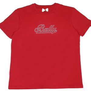 Bally 6248613 Damen rot 100% Baumwolle Nieten Logo T-Shirt – 7706217152572