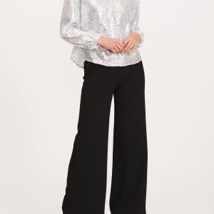 Kathy Crepe Palazzo-Hose in Schwarz