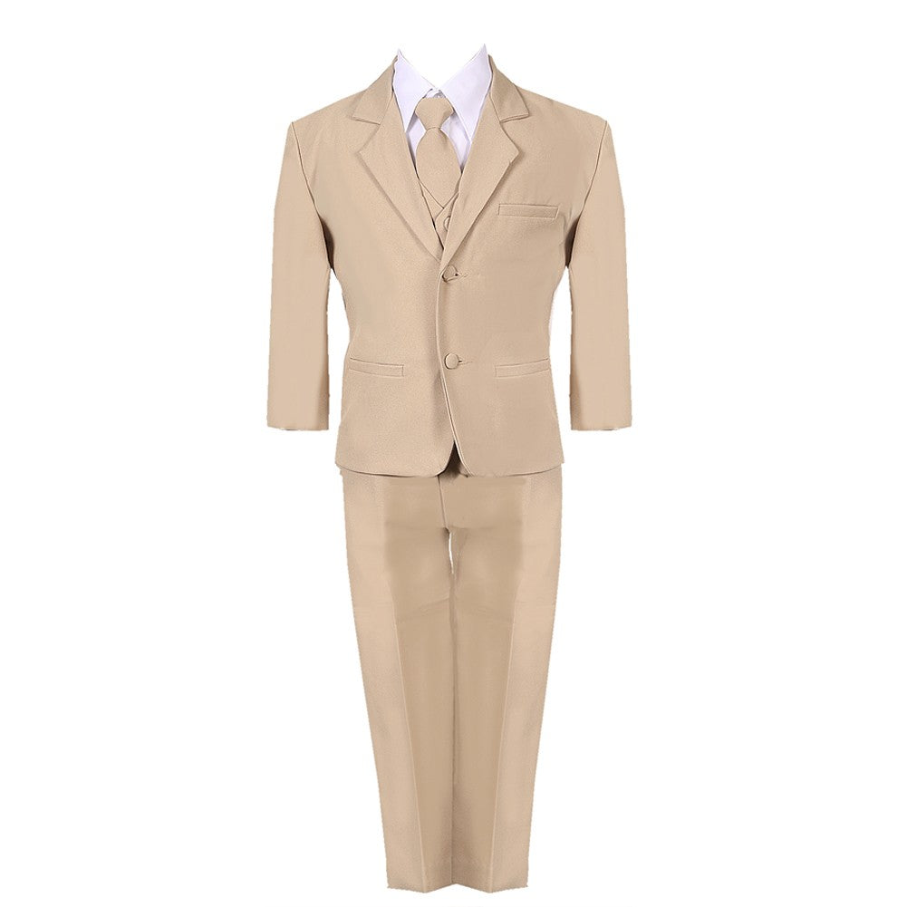 Khakifarbener 5-teiliger klassischer Anzug für Baby-Jungen, Weste, Jacke, Hose, Anzug für besondere Anlässe, 3–24 Monate