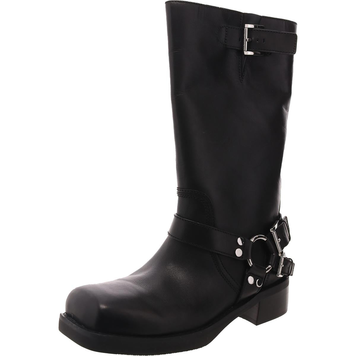 40F4CBFB7L Buckle Lederstiefel aus Leder, mittelkalf
